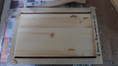 The end panel fitted into the jig, mostly covering the fillets below