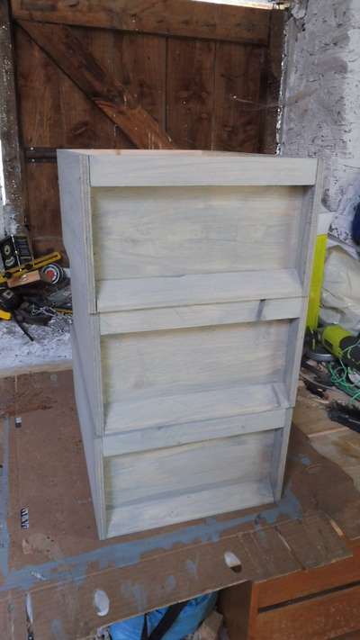 A stack of three 8-frame Rose beehive boxes