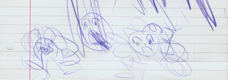 K's sketches of furious little girls.