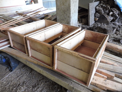 The three assembled boxes ready to take insulation